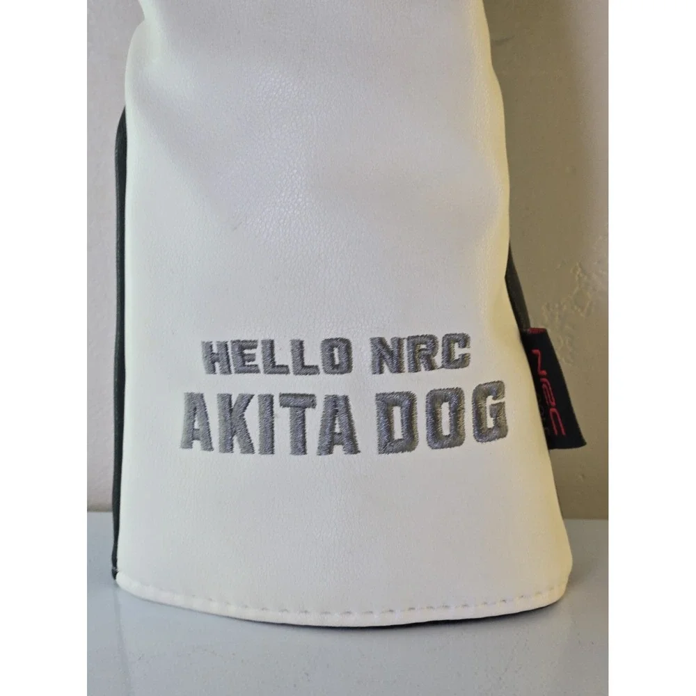 Hello NRC Akita Dog Golf Head Cover Fairway Wood 3 Black White PU Leather Novelt